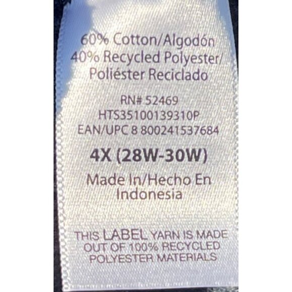 Terra & Sky Womens 4X Waffle Knit Henley Top Navy Blue With Subtle Floral Print - Picture 5 of 6